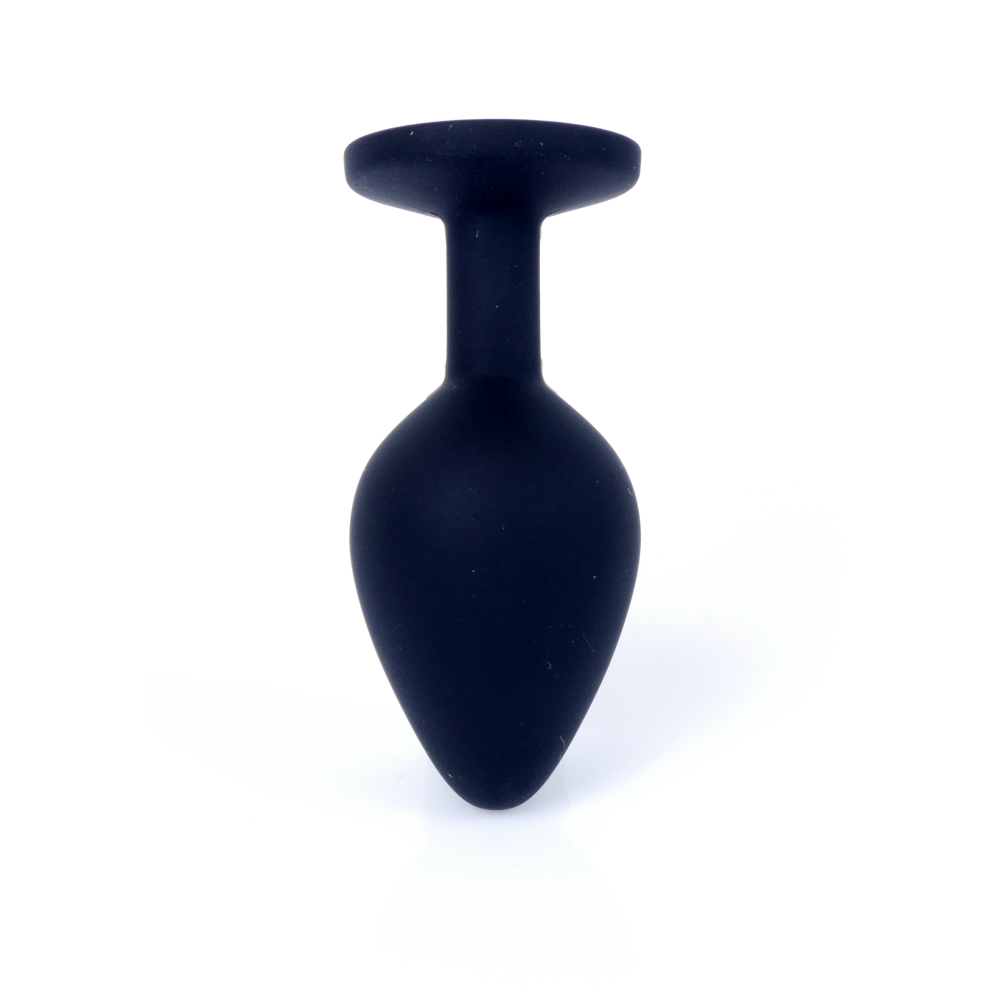 Анальная пробка черная с камнем Plug-Jewellery Black Silicon PLUG Medium- Pink Diamond