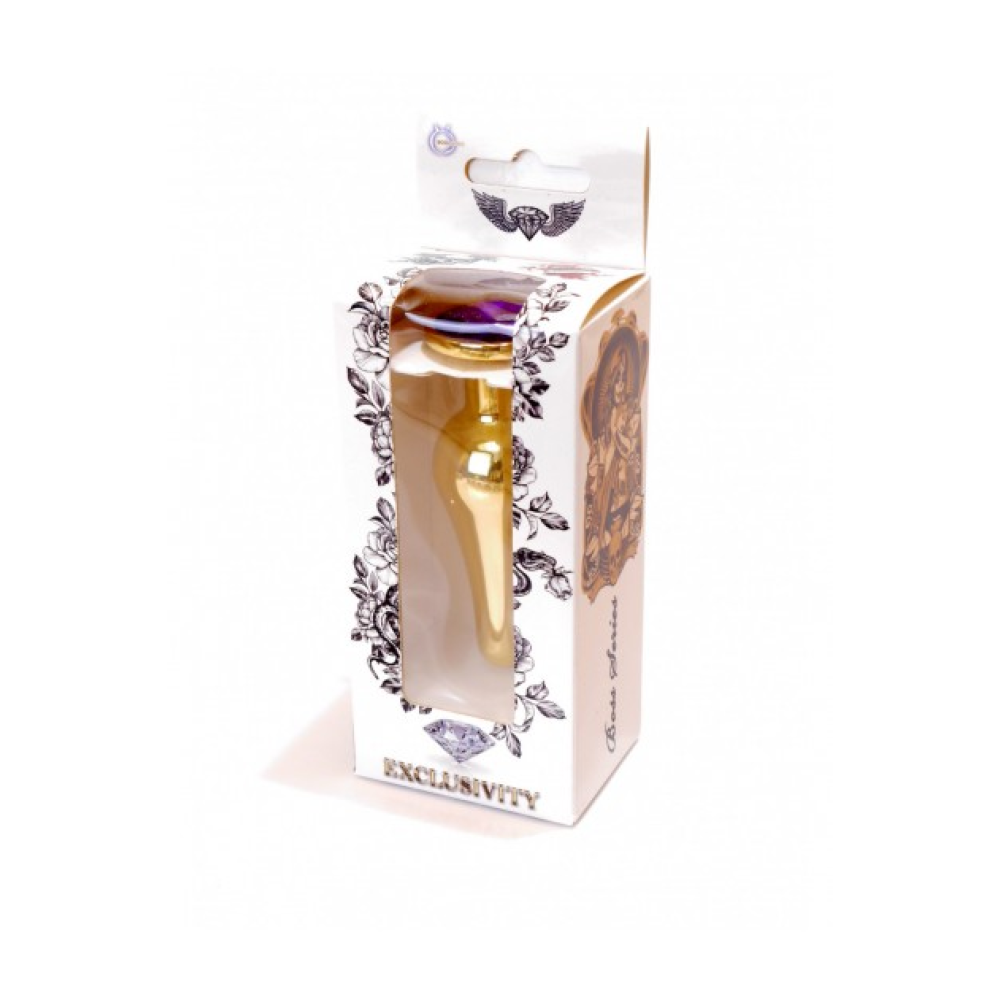 Анальная пробка с фиолетовым камнем Plug-Jewellery Gold BUTT PLUG- Purple