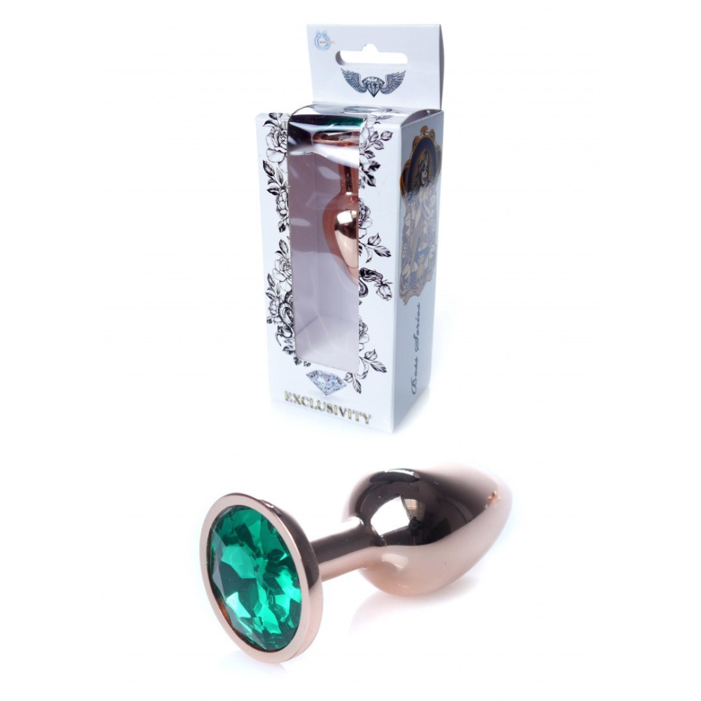 Анальная золотая пробка с камнем зеленого цвета Jewellery