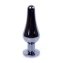 Анальная пробка из полированного алюминия с камнем Plug-Jewellery Dark Silver BUTT PLUG- Dark Blue