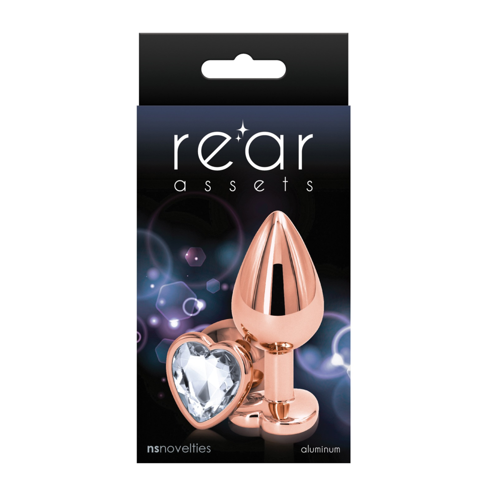 Анальная пробка NS Novelties REAR ASSETS ROSE GOLD HEART MEDIUM CLEAR