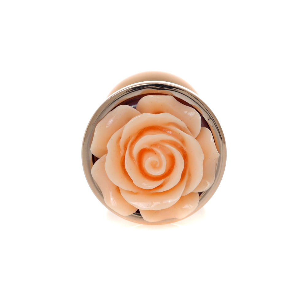 Анальная пробка с оранжевой розочкой Plug-Jewellery Red Gold PLUG ROSE- Peach