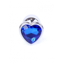 Анальная пробка с синим кристаллом в виде сердца Plug-Jewellery Silver Heart PLUG- Dark Blue