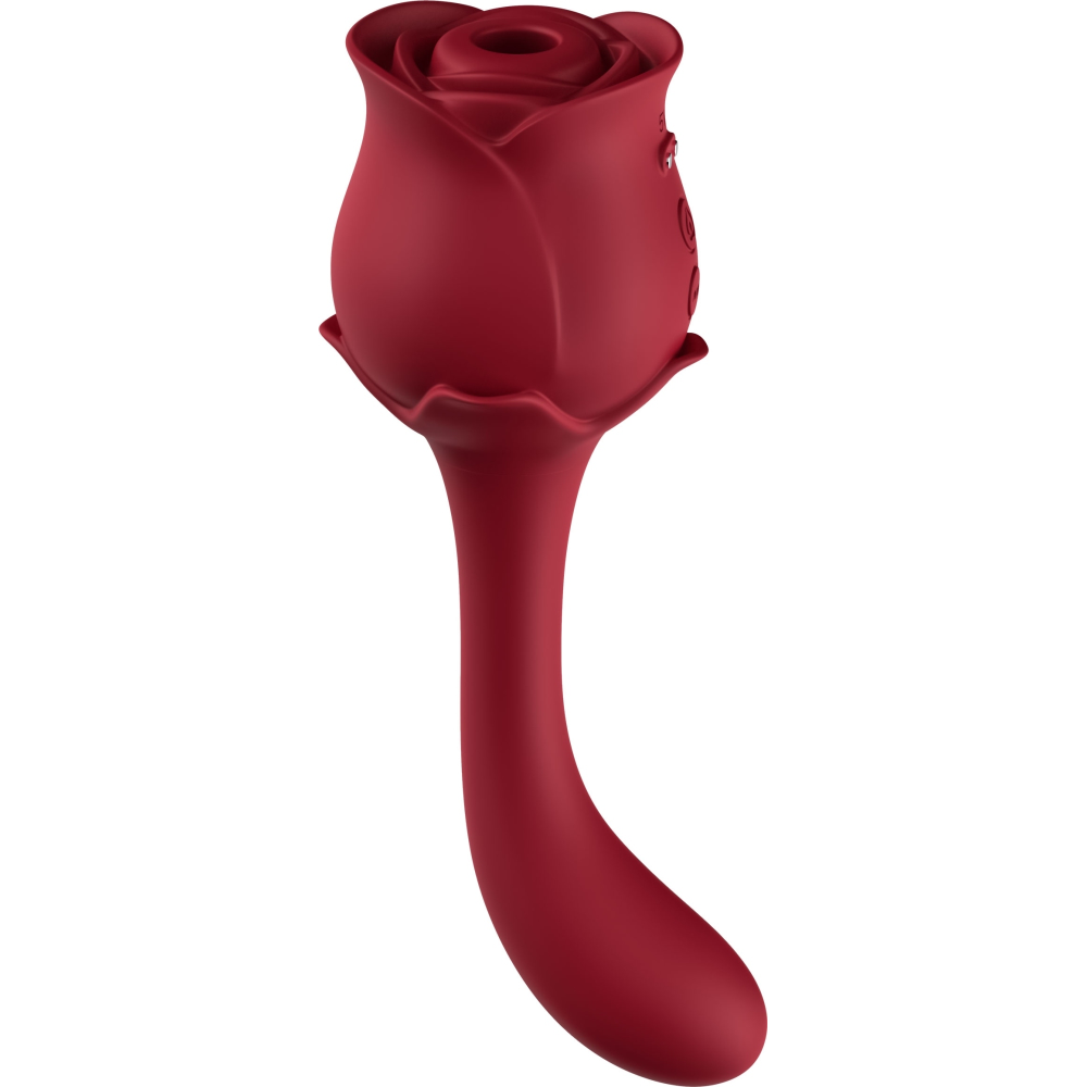 Вибратор двухсторонний с воздушной стимуляцией ROSE, красный