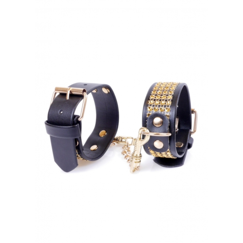 Наручники Fetish Boss Series Handcuffs with cristals 3 cm Gold