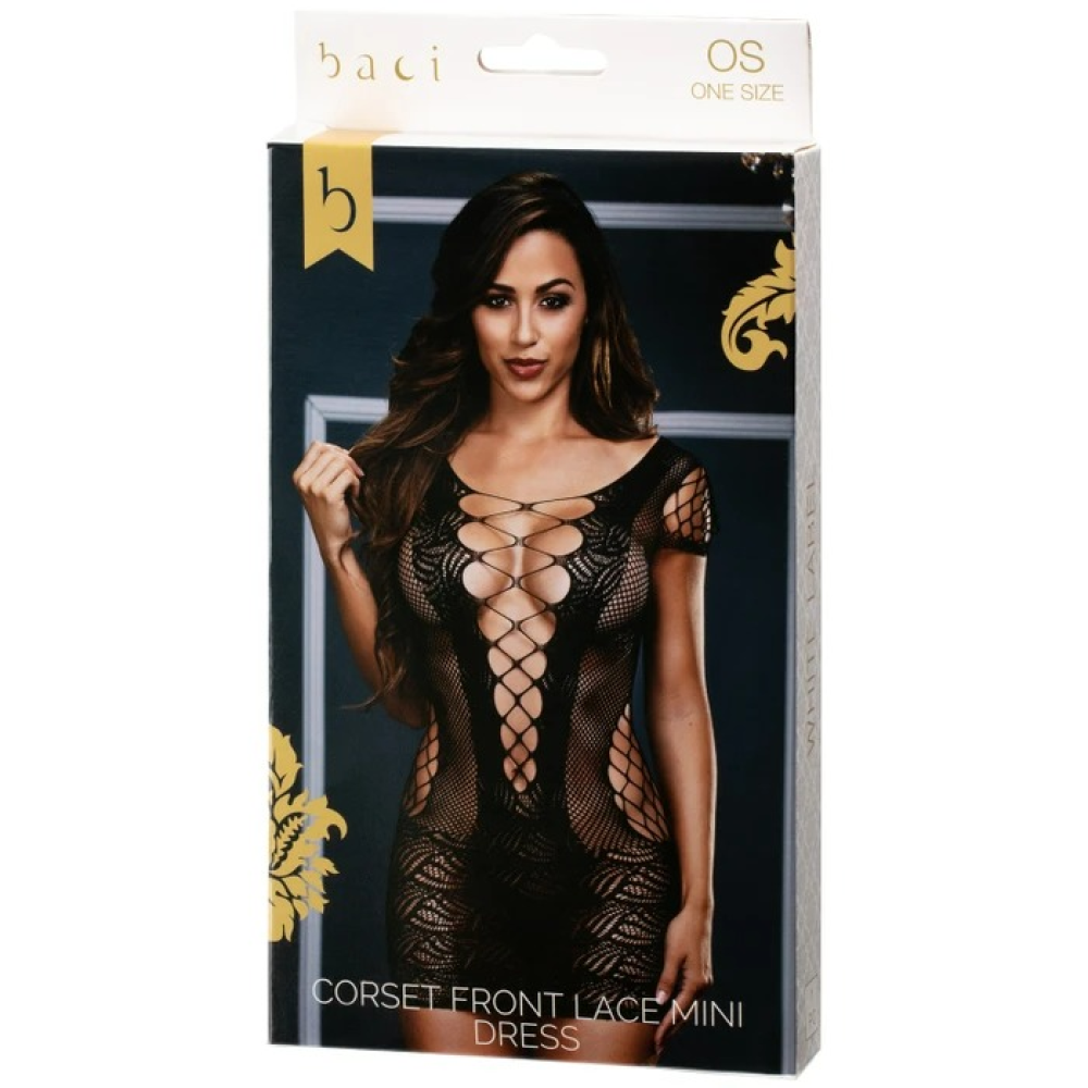 Кружевное мини платье CORSET FRONT LACE MINI DRESS, XL