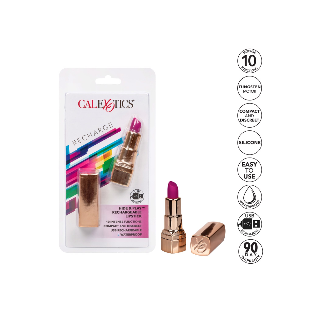 Вибратор-Помада для клитора и эрогенных зон CalExotic Hide & Play Lipstick Recharge