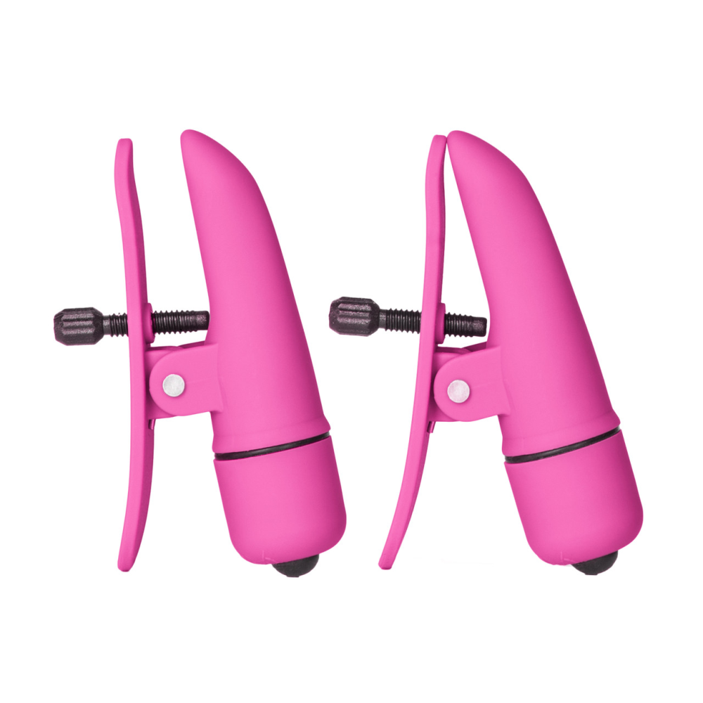 Зажимы на соски с вибрацией California Exotic Novelties, розовые, 7 см