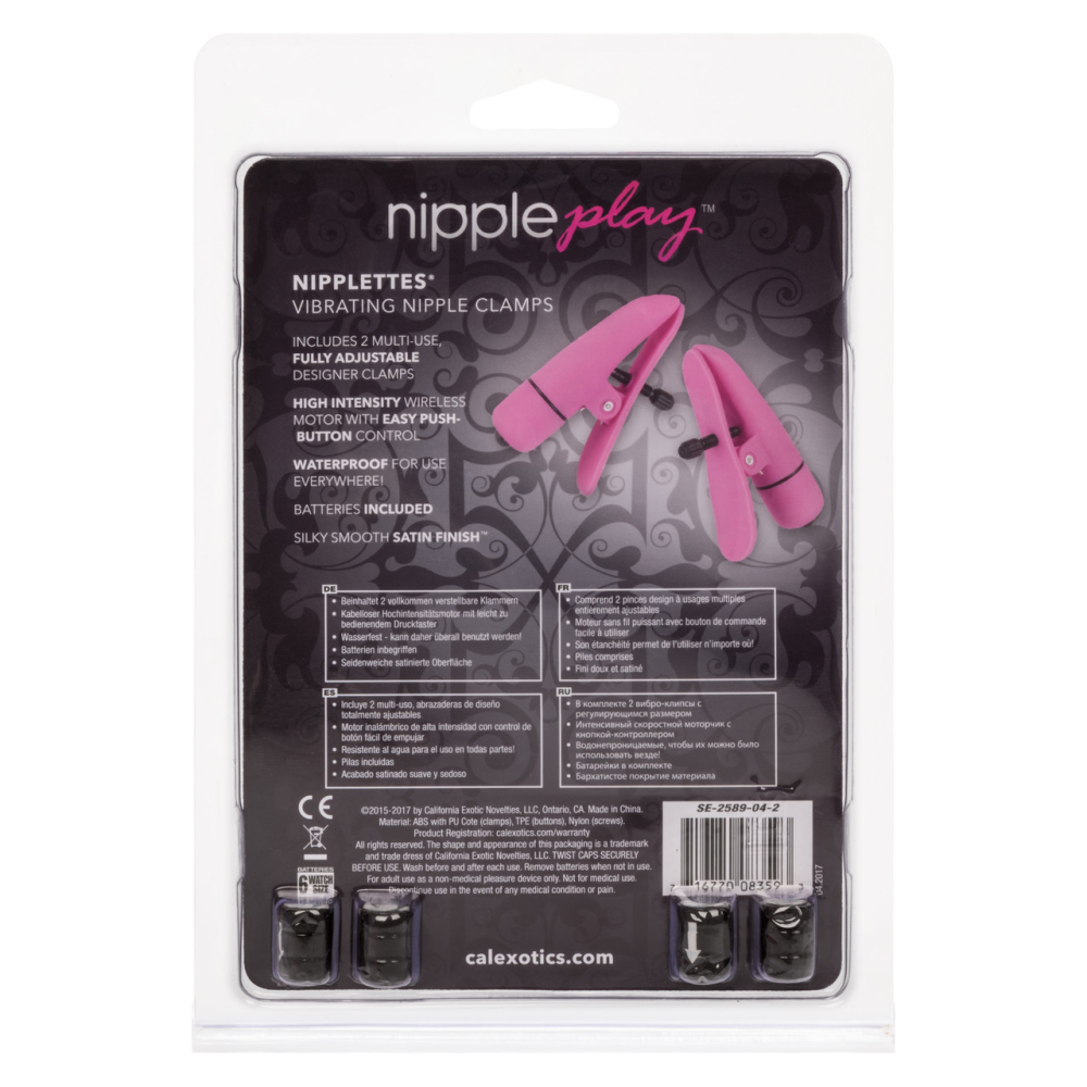 Зажимы на соски с вибрацией California Exotic Novelties, розовые, 7 см
