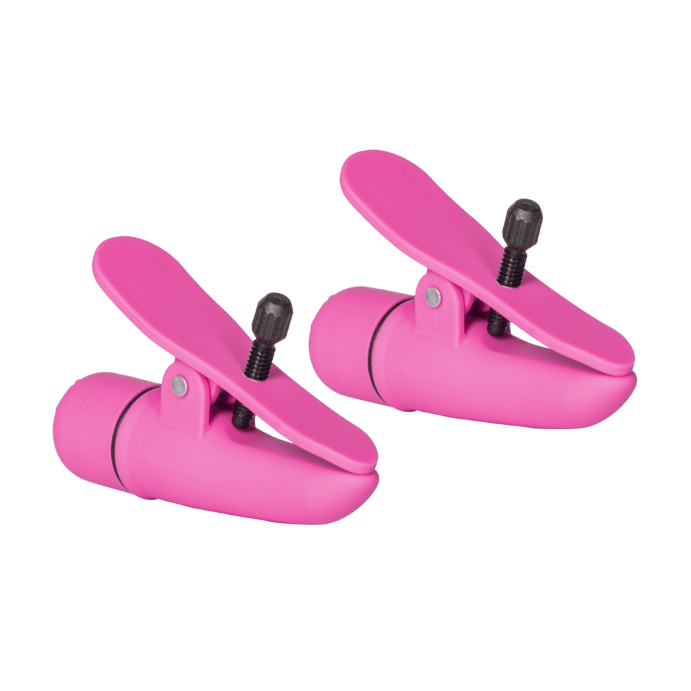 Зажимы на соски с вибрацией California Exotic Novelties, розовые, 7 см