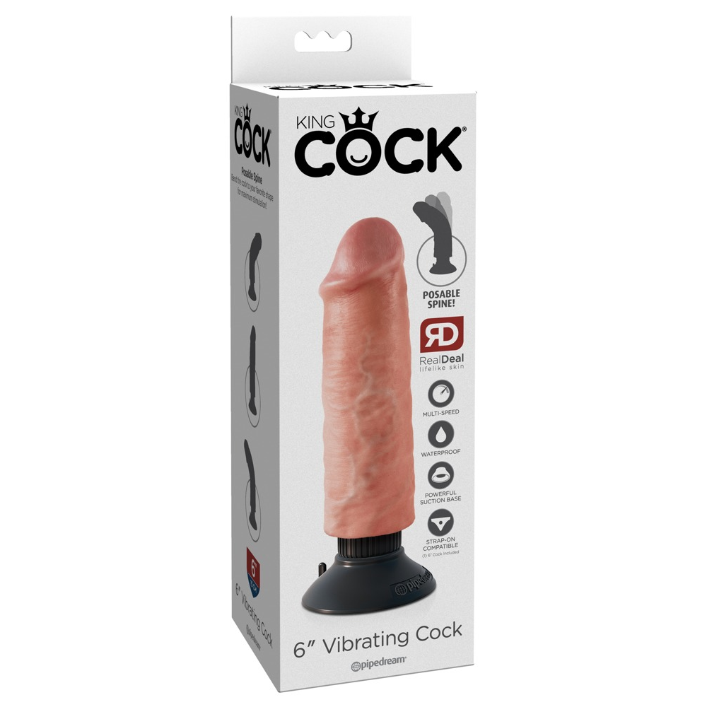 Вибратор реалистичный на присоске Pipedream King Cock, бежевый
