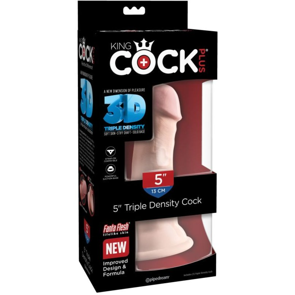 Фаллоимитатор реалистичный на присоскеPipedream King Cock, бежевый
