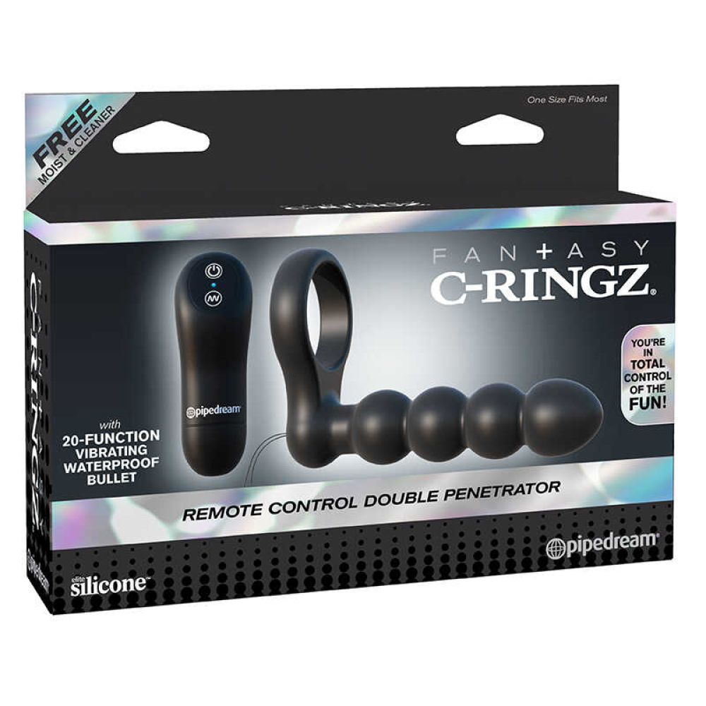 Насадка для двойного проникновения Pipedream C-Ringz Remote Control Double Penetrator Dildo, Black