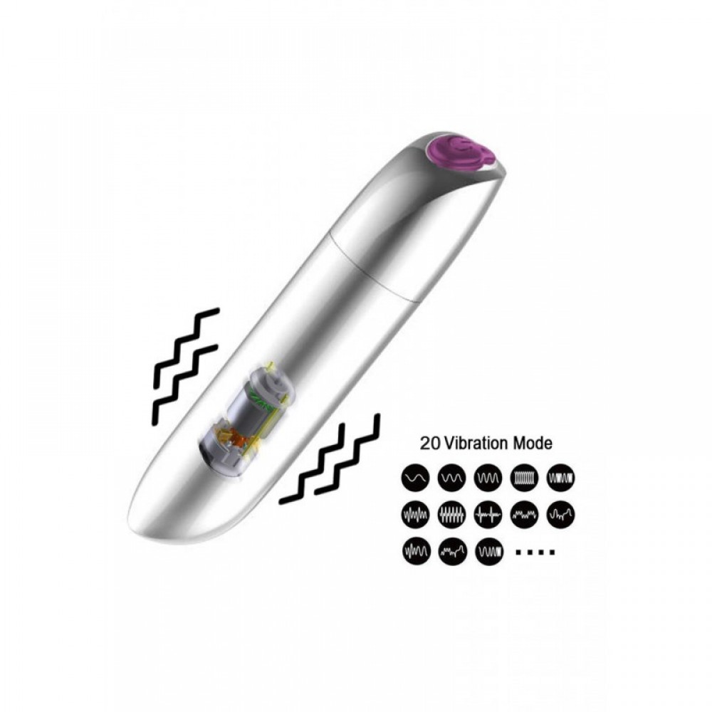 Вибропуля Powerful Bullet Vibrator USB 20 Functions - Matt Black