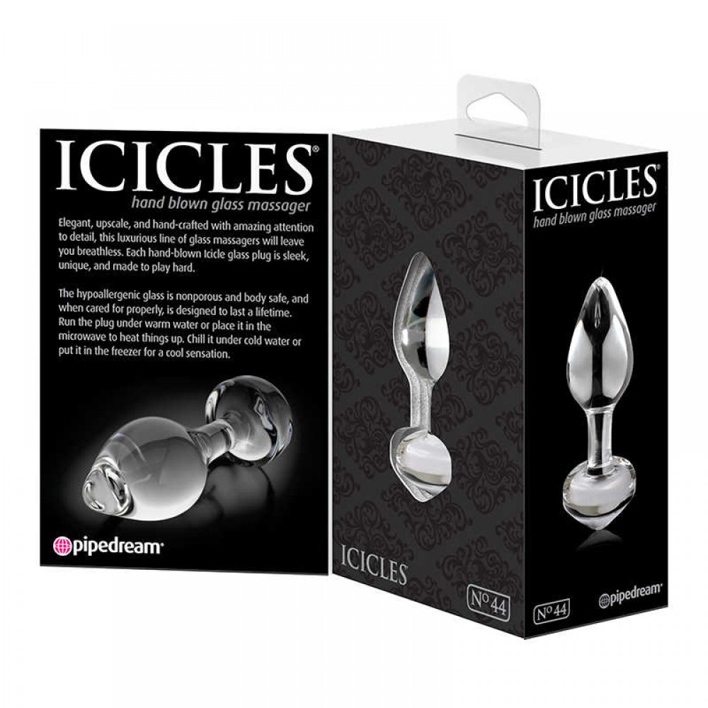 Стеклянная анальная пробка Pipedream Icicles No 44 прозрачная