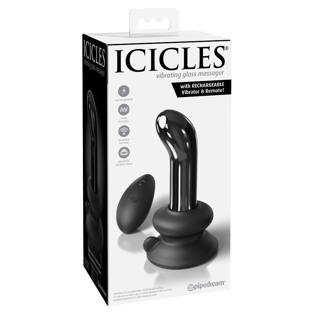 Стеклянный вибратор для точки G Pipedream Icicles No 84 черный