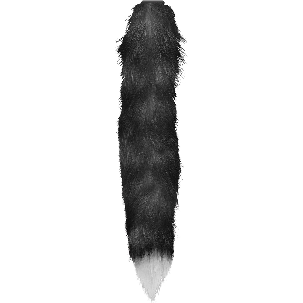Анальная пробка с хвостом Anal plug faux fur fox tail black polyeste