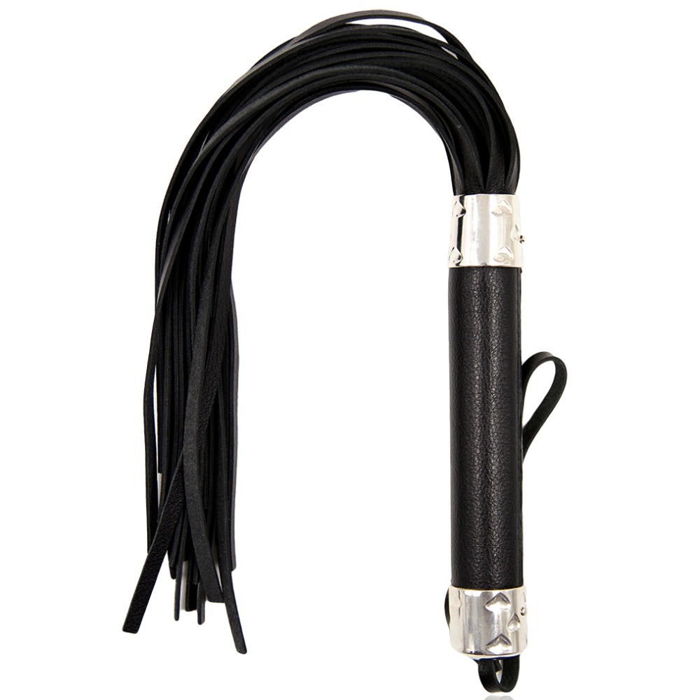 Флоггер с сердцем DS Fetish Flogger M black with heart metal