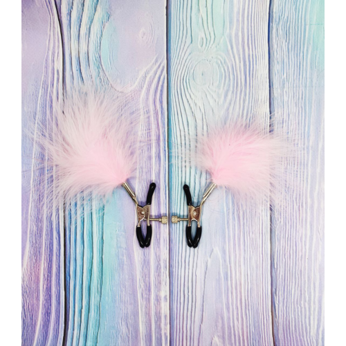 Зажимы на соски DS Fetish Nipple clamps metal feather pink