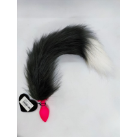 Анальная пробка S с хвостом DS Fetish Anal plug S pink silikone faux fur fox polyeste