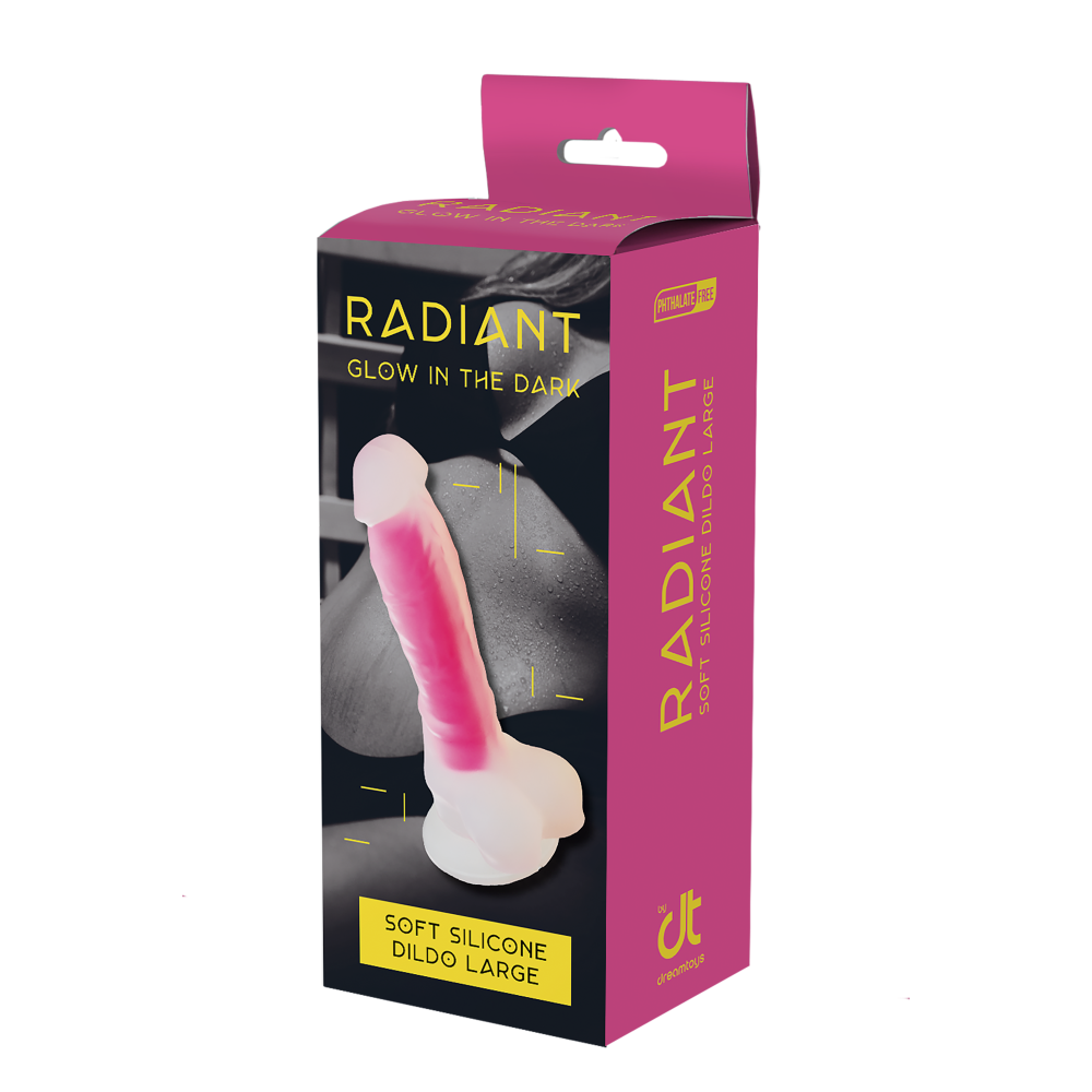 Светящийся фаллоимитатор Dream Toys RADIANT SOFT SILICONE GLOW IN THE DARK DILDO LARGE PINK