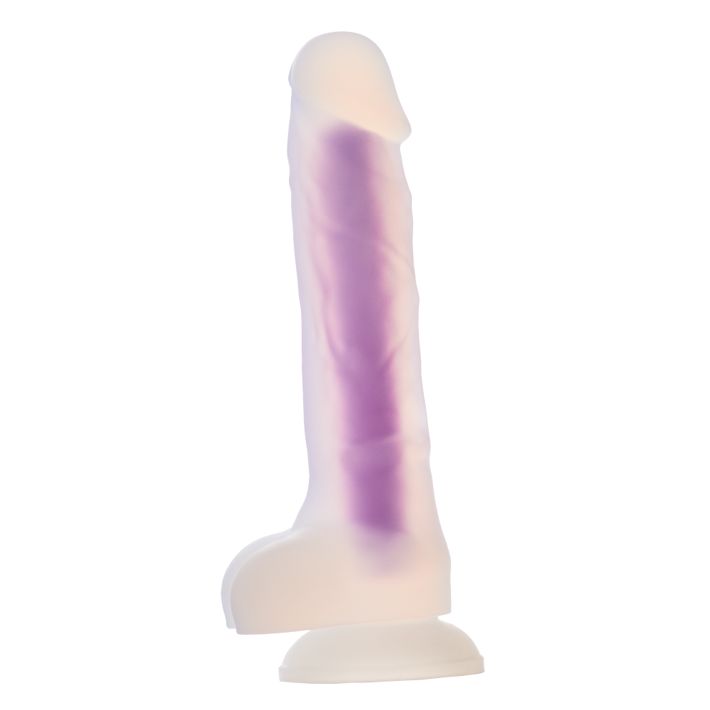 Светящийся фаллоимитатор Dream Toys RADIANT SOFT SILICONE GLOW IN THE DARK DILDO MEDIUM PURPLE