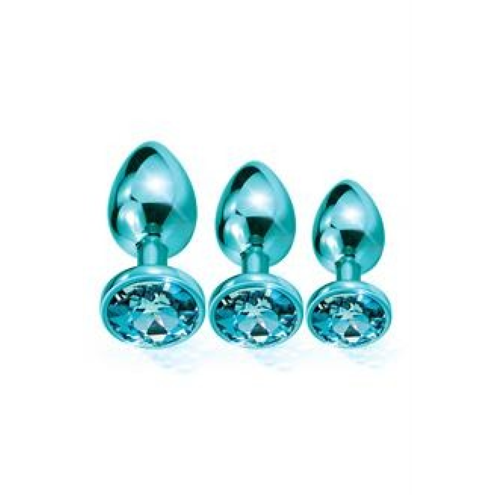 Набор анальных пробок Global Novelties NIXIE METAL BUTT PLUG TRAINER SET, BLUE METALLIC
