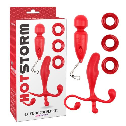Набор Chisa HotStorm (анальный стимулятор, эрекционные кольца, мини микрофон), красный