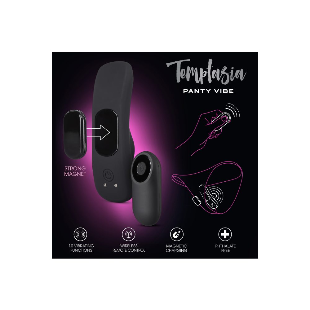 Мощный вибратор для трусиков с дистанционным управлением TEMPTASIA REMOTE CONTROL PANTY VIBE BLACK