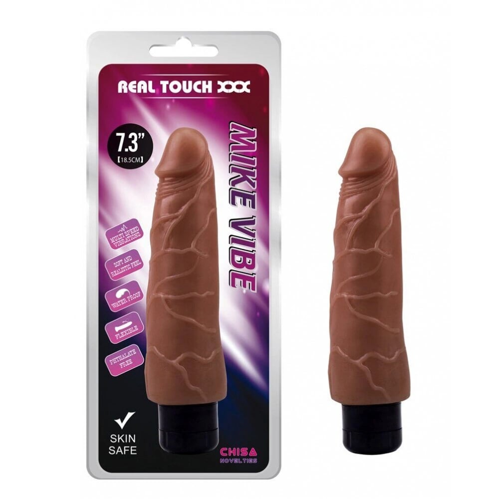 Вибратор реалистичный из киберкожи Chisa Real Touch XXX Mike Vibe, коричневый