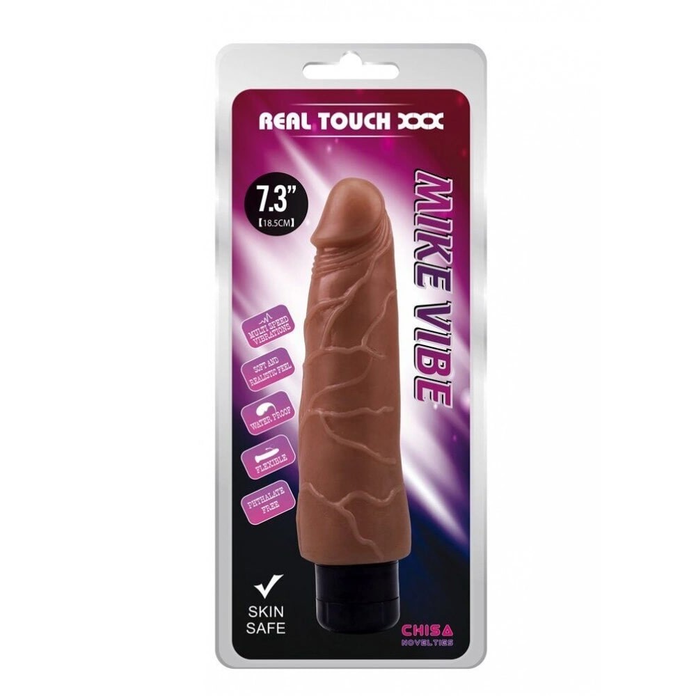 Вибратор реалистичный из киберкожи Chisa Real Touch XXX Mike Vibe, коричневый