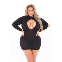 Платье Pink Lipstick Lingerie с открытой спиной и глубоким декольте, черное, PLUS SIZE