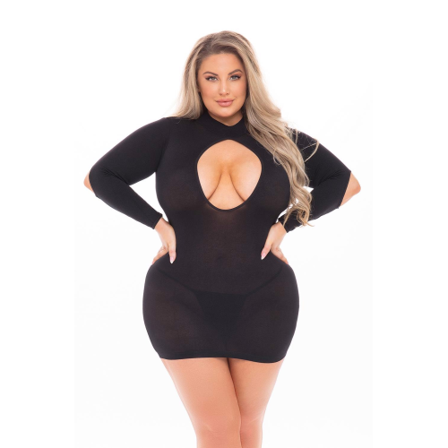 Платье Pink Lipstick Lingerie с открытой спиной и глубоким декольте, черное, PLUS SIZE