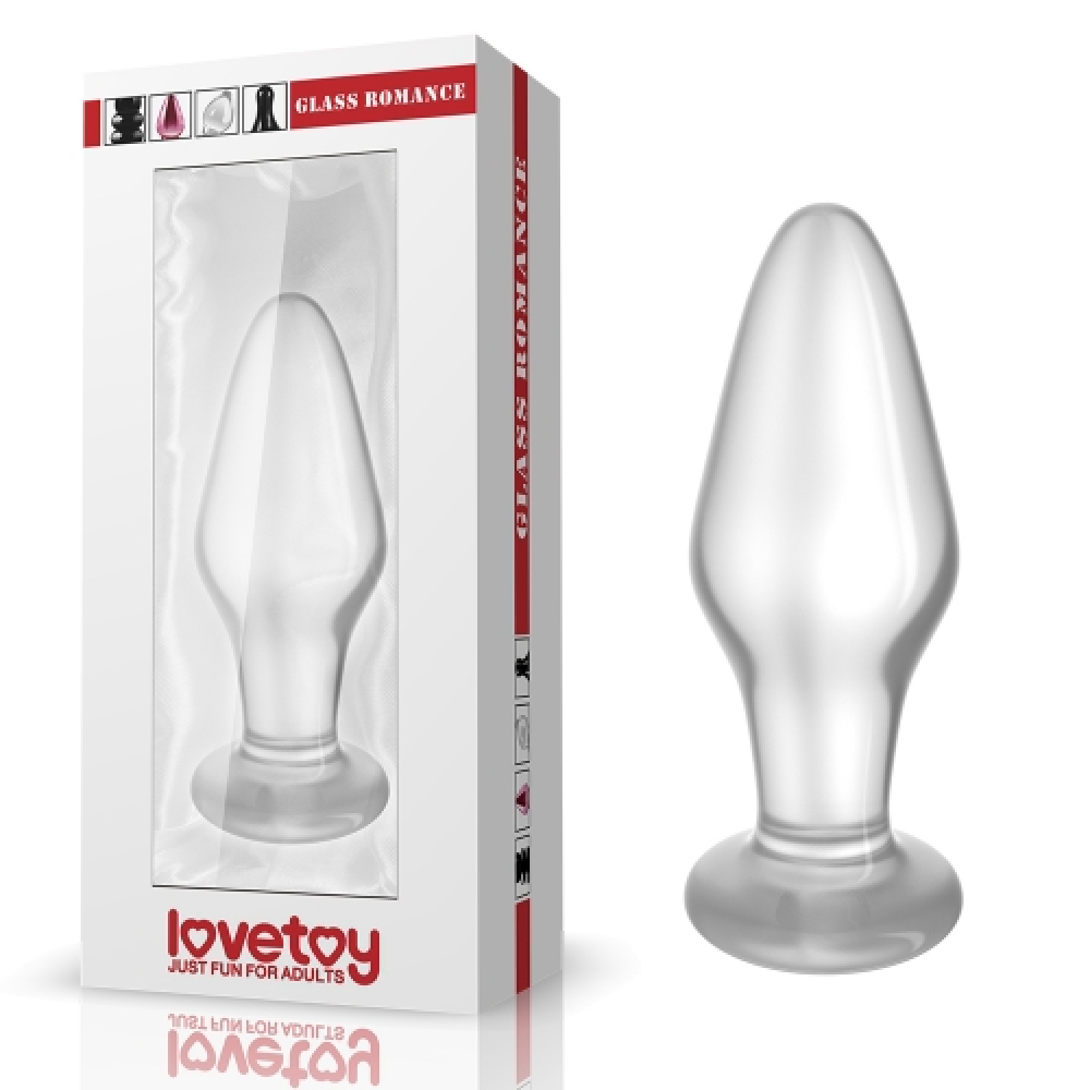 Стеклянная анальная пробка 4,3" Lovetoy Glass Romance Clear