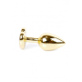 Анальная пробка металлическая золотая с камнем в форме розового сердца S