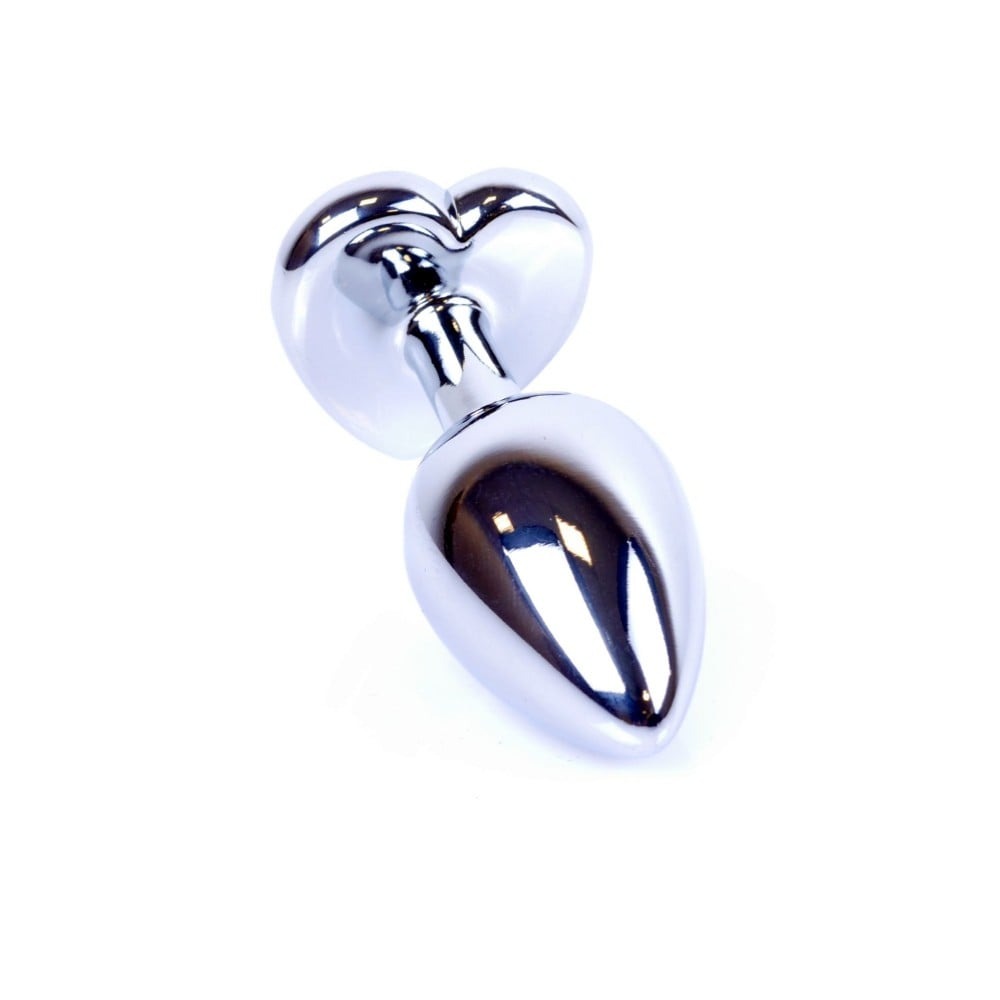 Анальная пробка с камнем Plug-Jewellery Silver Heart PLUG- Red размер S