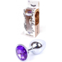 Анальная пробка с камнем Plug-Jewellery Silver PLUG- Purple размер S