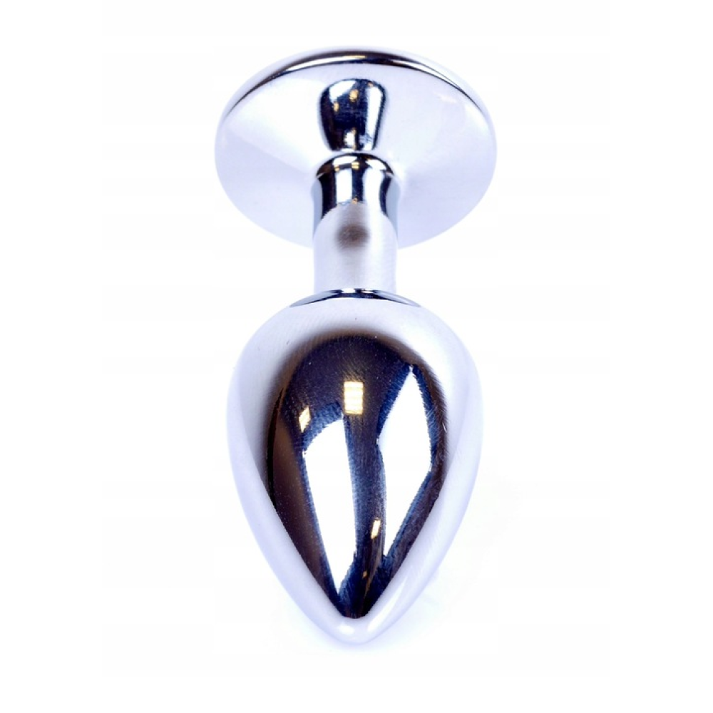 Анальная пробка с камнем Plug-Jewellery Silver PLUG- Pink размер S