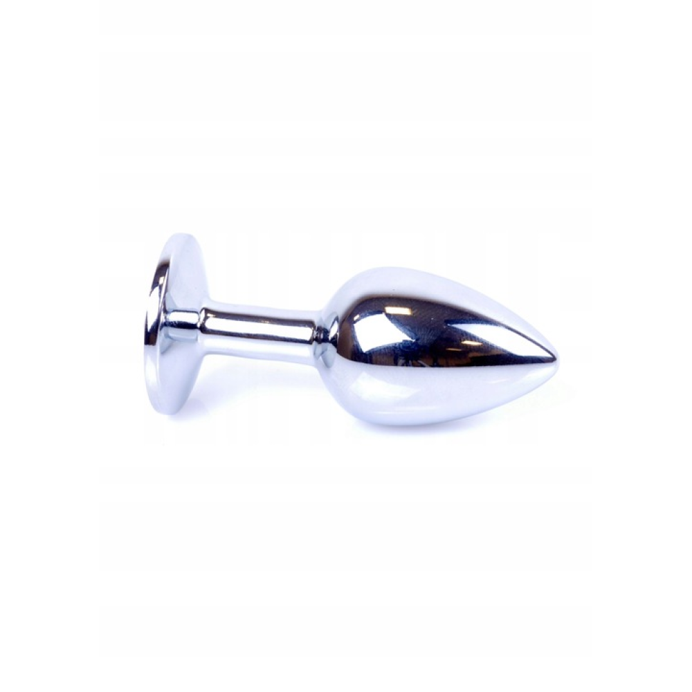 Анальная пробка с камнем Plug-Jewellery Silver PLUG- Pink размер S