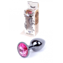 Анальная пробка с камнем Plug-Jewellery Dark Silver PLUG- Pink размер S