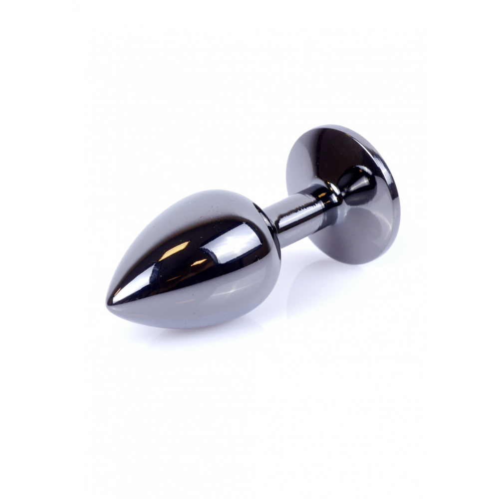 Анальная пробка с камнем Plug-Jewellery Dark Silver PLUG- Pink размер S