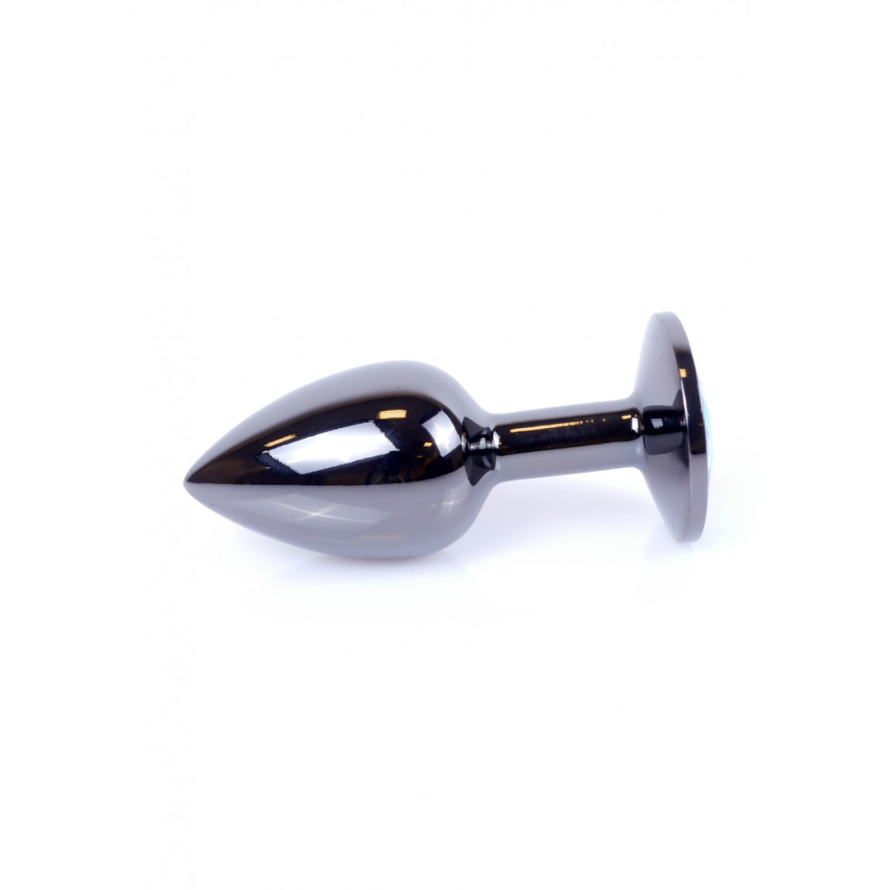 Анальная пробка с камнем Plug-Jewellery Dark Silver PLUG- Pink размер S