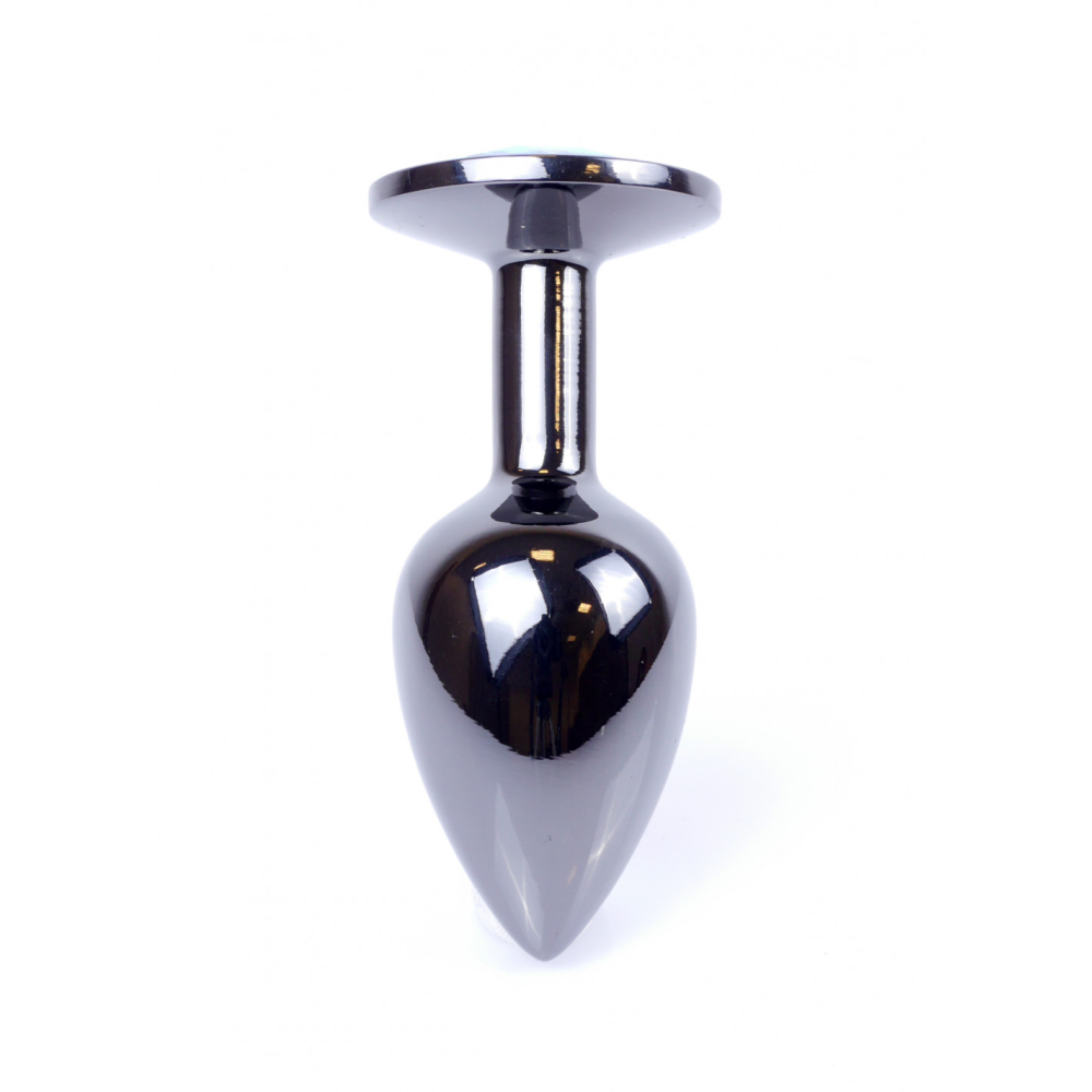 Анальная пробка с камнем Plug-Jewellery Dark Silver PLUG- Pink размер S
