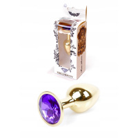 Анальная пробка с камнем Plug-Jewellery Gold PLUG- Purple размер S