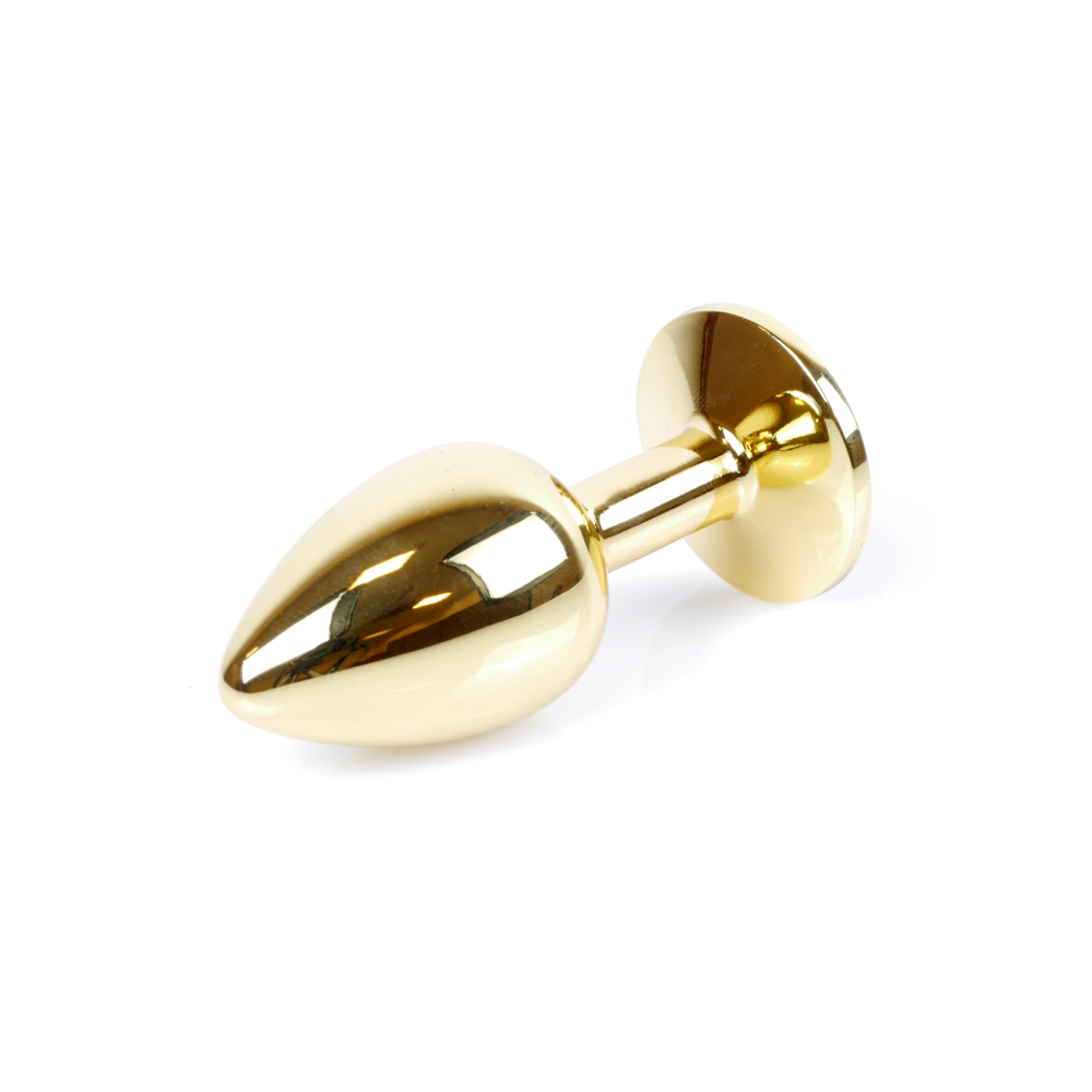 Анальная пробка с камнем Plug-Jewellery Gold PLUG- Red размер S
