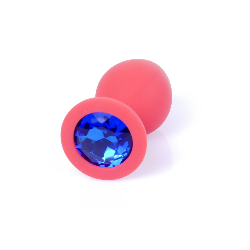 Анальная пробка с камнем Plug-Jewellery Red Silicon PLUG Medium- Blue Diamond размер М