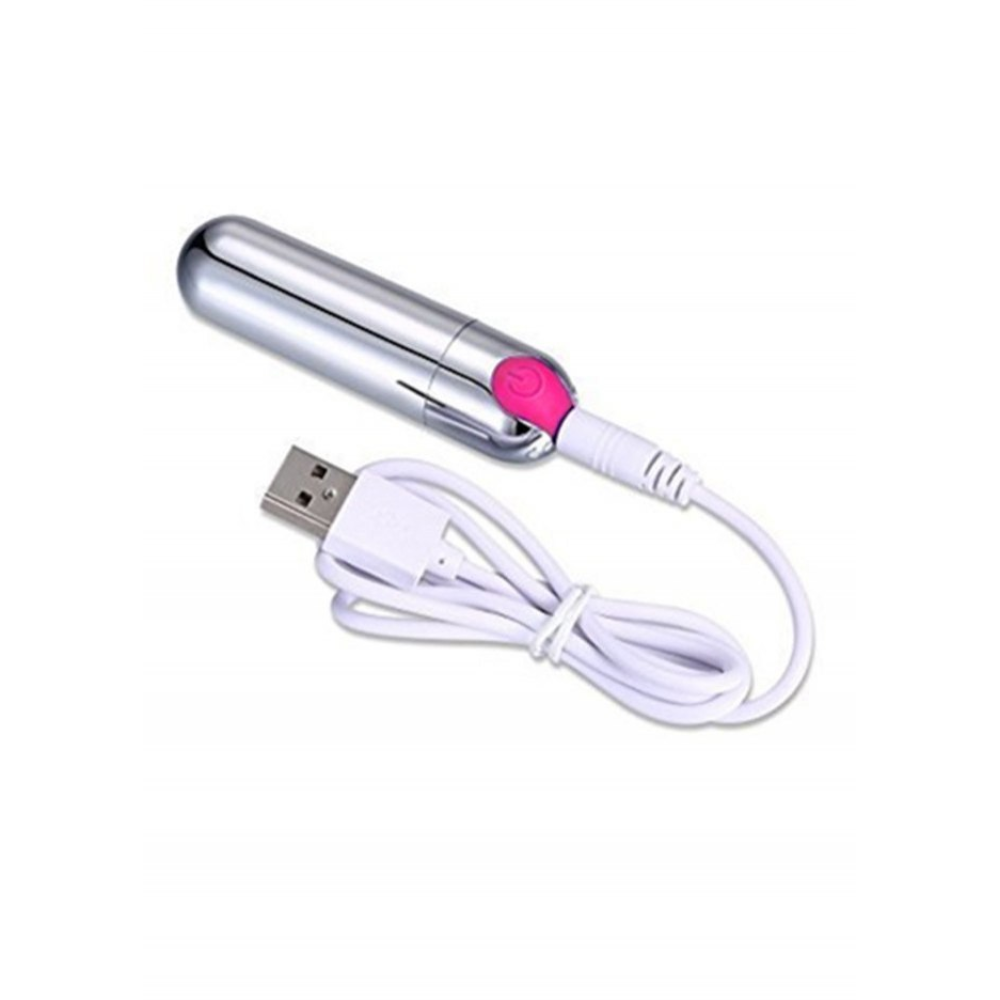 Вибропуля Strong Bullet Vibrator Silver/Pink USB 10 режимов вибрации