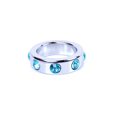 Эрекционное кольцо Boss Series Metal Cock Ring with Light Blue Diamonds Medium