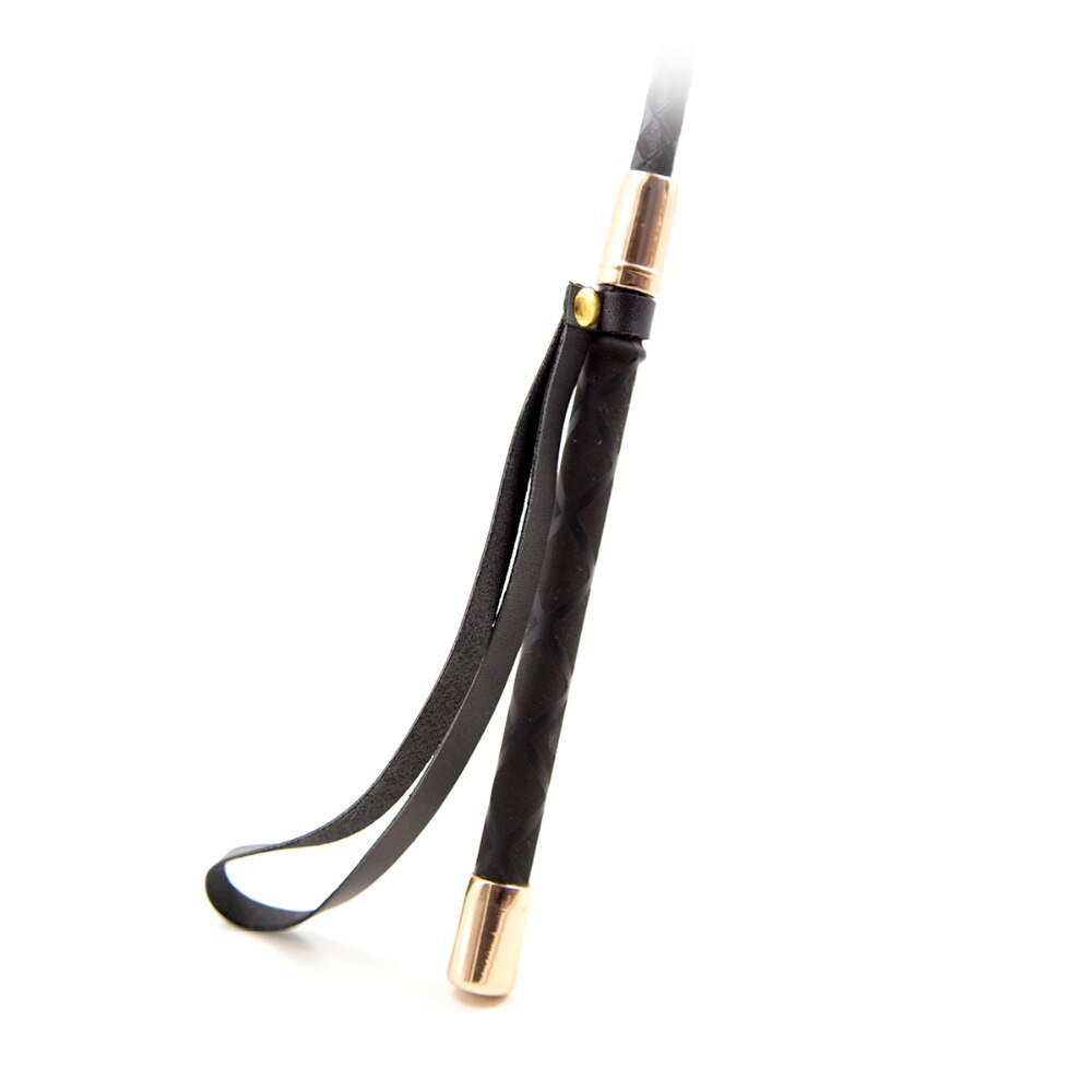 Стек кожа DS Fetish чорный golden tip