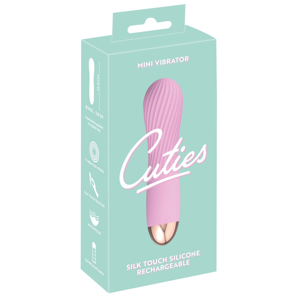 Мини-вибратор с волнообразным рельефом Cuties, розовый